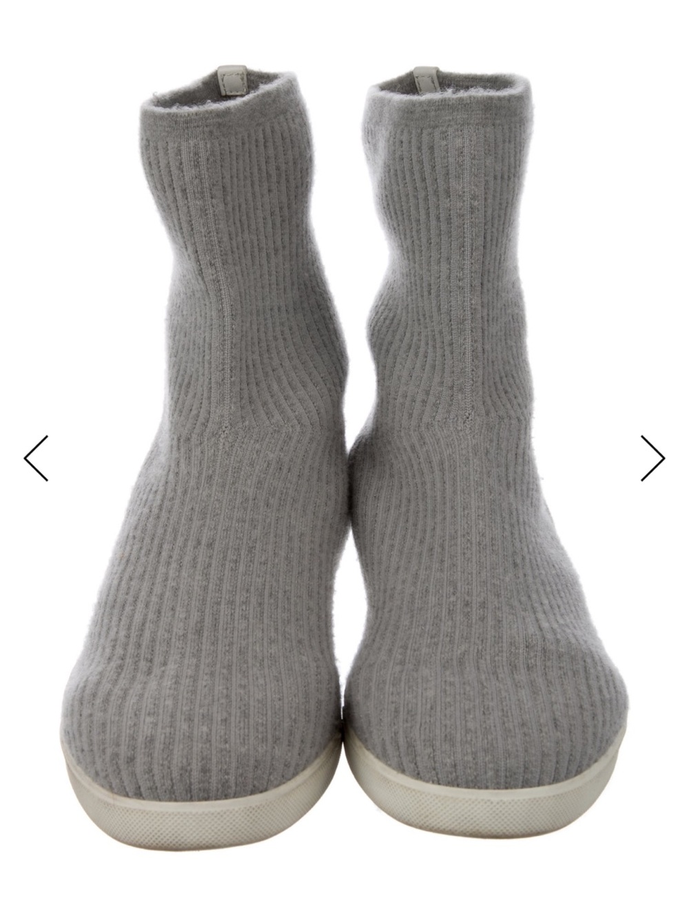 The Row Gray Ribbed Knit Sock Sneakers - Women